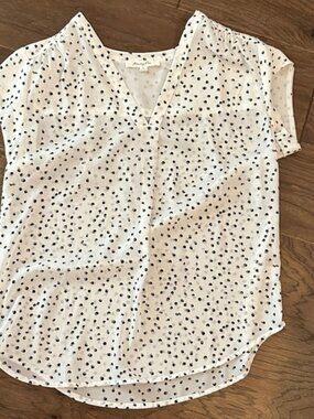 Monday Sz S Fun White black Polka Dot Women's Top